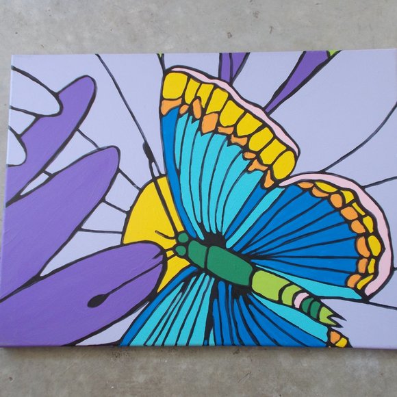 Butterfly Fun acrylic painting, 18"x24" - Picture 4 of 8